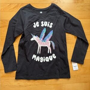 Tea Collection Black Long-Sleeve 'Je Suis Magique' Unicorn Tee